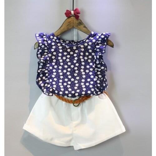 Cotton Girls Clothing Sets Summer Two Pieces Floral Vest+ Shorts Dress Toddler Baby Clothing Children Clothes 2 3 4 8 Years Old