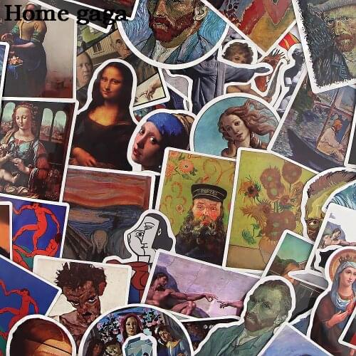 Homegaga 50pcs/set Van gogh Art Creative Badges DIY decorative stickers Laptop wall notebook phone Waterproof stickers D3050