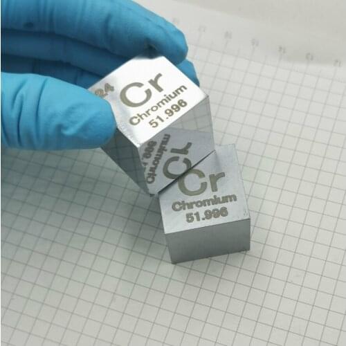 Chromium metal in the periodic table- Cube Side length is one inch (25.4mm) and weight is about 120g 99.7