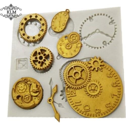 KLM mechanical clock silicone mold chocolate cookie candy using mold