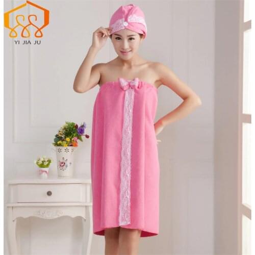 Lace Edge Bath Towel Set Spot Microfiber Fabric Bra Bow Magic Creative Lady Bath Skirt Fast Drying Thicken Super Absorbent