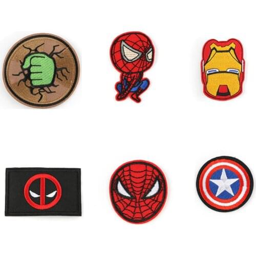 Disney cartoon Marvel spiderman hulk captain America patches Iron on Embroidery Appliques Cloth Accessories Sticker Apparel
