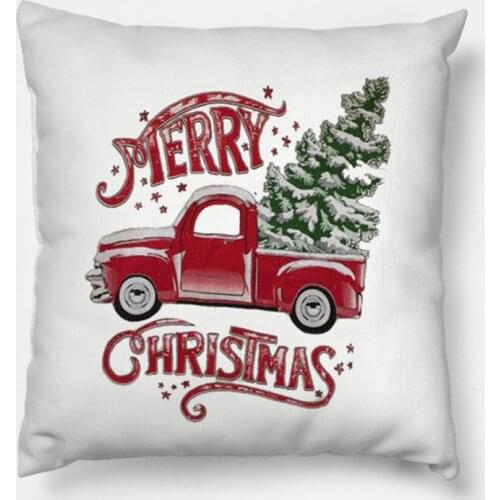 Red truck christmas Print PillowCase Tree Decoration Santa Cushion Cover Christmas Decorations for Home Decor Noel Natal 2021
