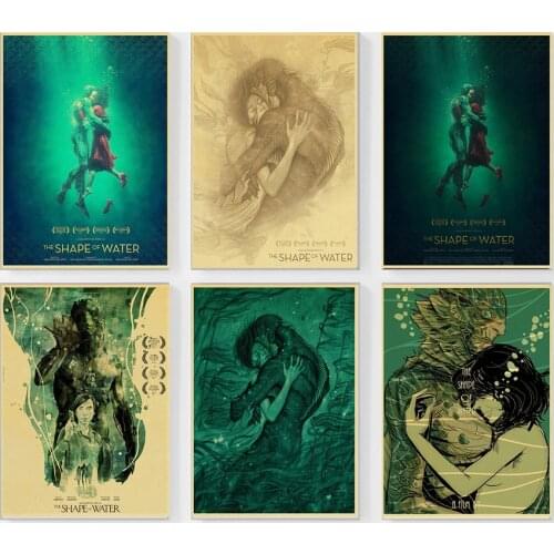 Movie Water Shape Poster Cute Retro Poster Living Room Bar Cafe Wall Decoration Painting Wall Stickers Home Decoration