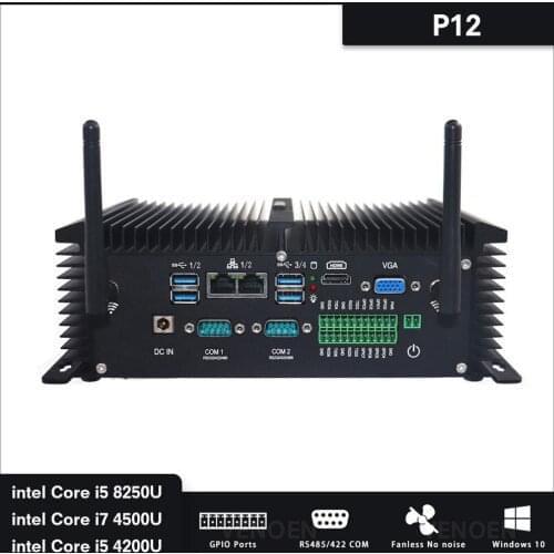 Rugged Mini pc server core i7 i5 8250U 8350U industrial fanless computer RS232/422/485 COM 2 gigabit lan thin client i5 4200U