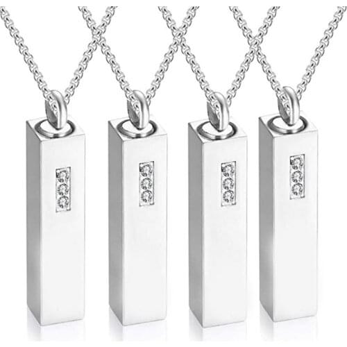 Dropshipping Stainless Steel Cremation Urn Jewelry Rectangle Cube Urn Necklace for Ashes Holder Pendant Keepsake Jewelry