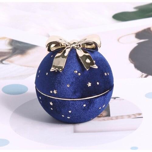 1pcs red/blue color ring or pendant storage boxes Round star corduroy jewelry box bow ornament high-quality material hotselling