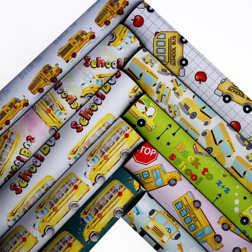 Back To School Sheets Synthetic Faux Leather Printed Vinyl DIY Handbags Supplies Bows Making Material 22*30cm/A4 1mm L17201