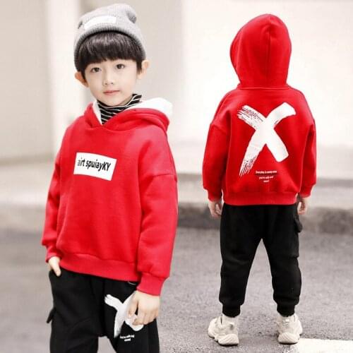 Boys 4T-14Y Hooded Long Sleeve Fresh Color Letters Print Harlan Pants Hoodie Sets Big Boys Casual Sports Clothing Sets