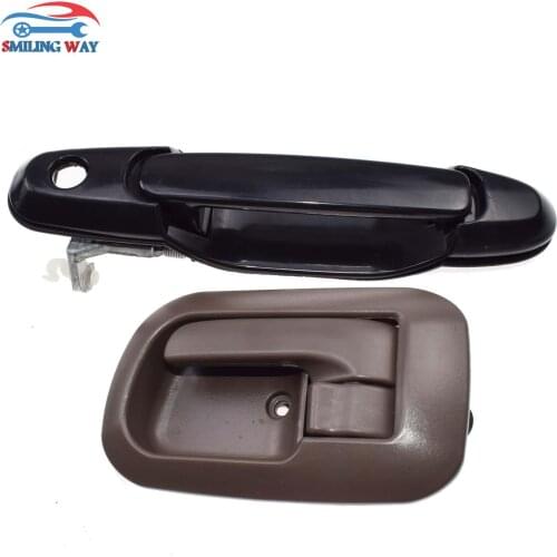SMILING WAY# 2pcs Black Outside & Beige or Brown Inside Door Handle Front Rear Left Right For Toyota Sienna 1998-2003
