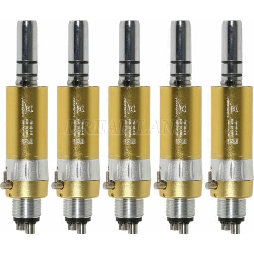 5pcs NSK Style Dental Slow Low Speed Standard E-type Air Motor Micromotor 4Hole Handpiece 1:1 Ratio Gold Color