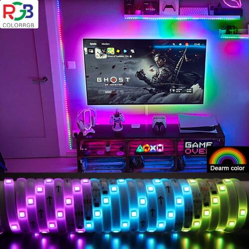 ColorRGB DreamColor LED Strip,RGBIC App Control Light Strips with Chasing Multicolor Effect, Waterproof LED Ribbon