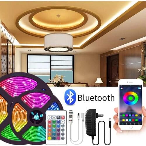 5050 Smart LED Strip Light 5M 10M Waterproof Luces LED Light Bluetooth Controller power adapter for Living Room Decoration