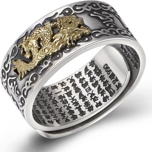 990 STERLING SILVER dragon punk RING jewelry Men gift A2952