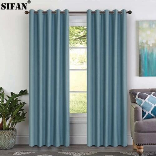 SIFAN blackout curtain for living room drape solid color faux plaid linen modern curtains for bedroom window custom made