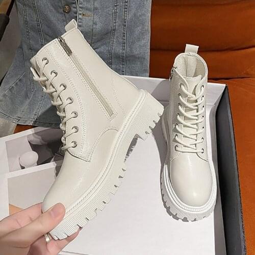 Women Ankle Boots Fashion Autumn 2021 Casual Female White Chelsea Booties Punk Gothic Shoes Platform Short Leather Combat Boots