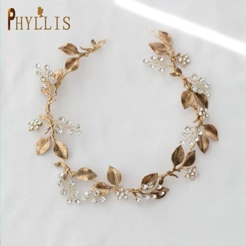 A232 Golden Alloy Leaves Bride Headband Bridal Headpiece Designer Women Tiaras Crown Wedding Hair Jewelry Bridal Headwear