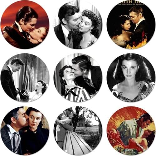 58mm Classic Movie Gone with the Wind Icons Pins Badge Decoration Brooches Metal Badges For Clothes Backpack Decoration