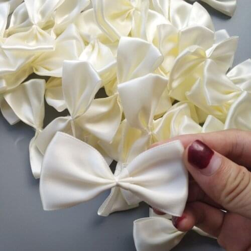100Pieces/Bag Ivory Color Handmade Ribbon Bow Silk Butterfly Flower DIY Wedding Accessories