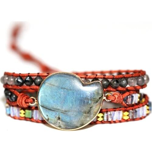 2020 NEW arrive Natural Stones Conch shape Labradorite 3X Boho style Bracelet Unique Handmade Ethnic Bracelets gift jewelry