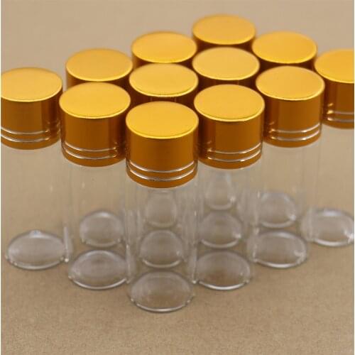 24 pcs/Lot 22*60mm 12ml Small Glass Bottle Golden Plastic Caps Craft Tiny Jar Transparent Glass Jars Mini Bottles Diy Gift