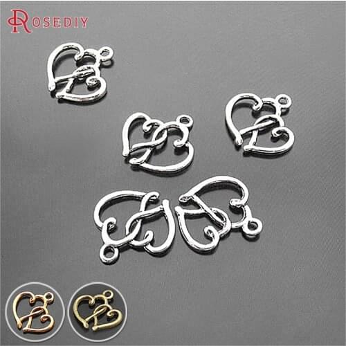 50PCS 19x16MM Antique Silver Zinc Alloy Heart Charms Pendants Jewelry Making Supplies Diy Findings Accessories