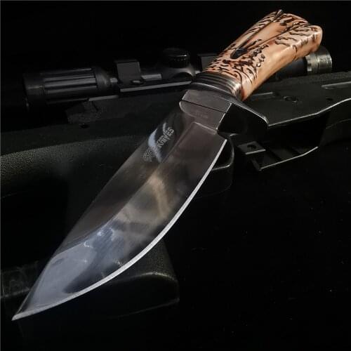 58HRC Fixed Blade Knife Outdoor Straight Knife Tactics Retired Self-defense with Field Survival Sharp Knife Hunting Knife