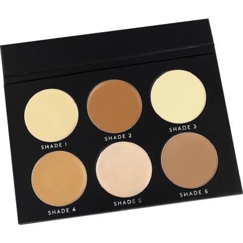 6 Shades Mixed Highlight Concealer Shadow Setting Sculpting Cream Powder Palette Pigment Long Lasting Makeup Kit Custom Label