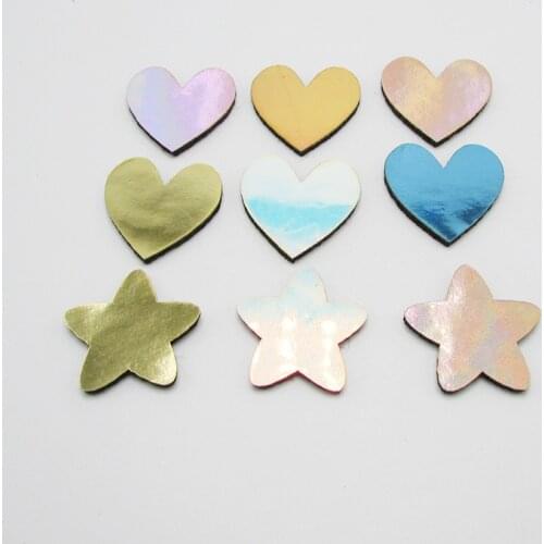 60pcs/lot 3cm Bright Pu Star Pads Appliques for Craft shoe Supplies DIY Hair Clip Accessories