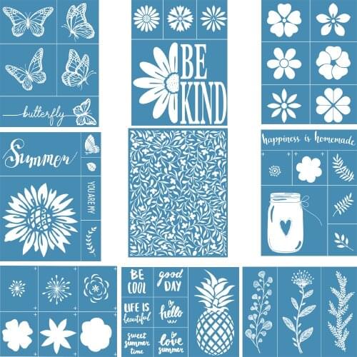 8.5 X 11" Words Self- Adhesive Silk Screen Stencils Mesh Transfers Reusable for Home Decoration T-Shirt Art Photo Craft