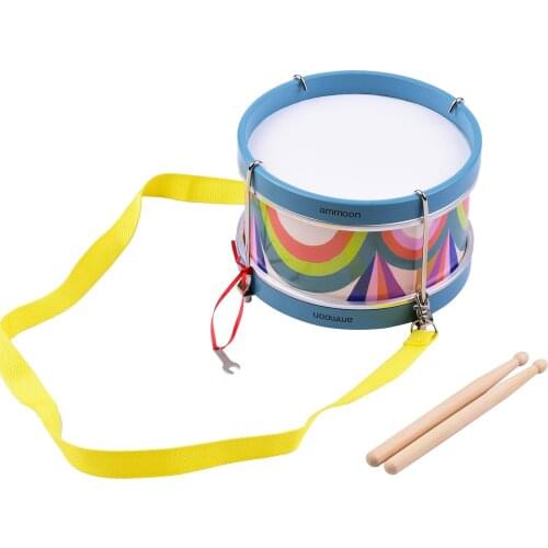 Ammoon Portable Colorful Snare Drum Percussion Instrument Musical Toy Festival Birthday Gift for Children with Drum Stick Strap
