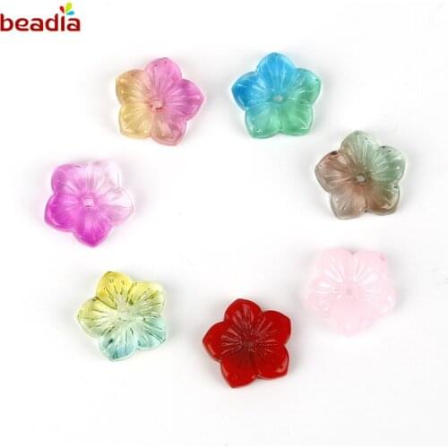 20Pcs/bag 13x13mm Czech Glass Five Flower Beads Jewelry Making Supplies DIY Earring Bracelet Clothing Accessories
