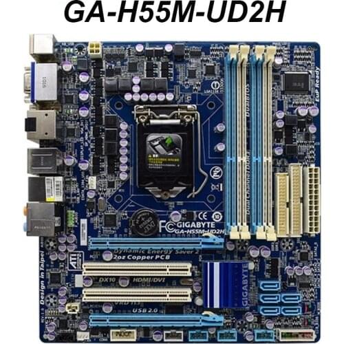 For GIGABYTE GA-H55M-UD2H Desktop Motherboard H55 Socket LGA 1156 i3 i5 i7 DDR3 16G Micro-ATX Original Used Mainboard H55M-UD2H