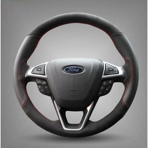 For Ford Edge Focus Escape Escort Ecosport Taurus Kuga Mondeo Hand-stitched steering wheel cover Leather suede grip cover