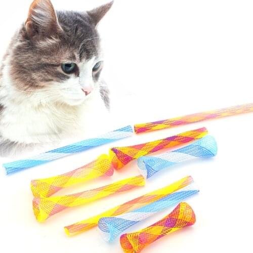 3Pcs Pet Cat Toy Mesh Cat Spring Toy Flexible Tube Interactive Cat Toy Stress Relief Colorful Kitten Toys for Cat Accessories