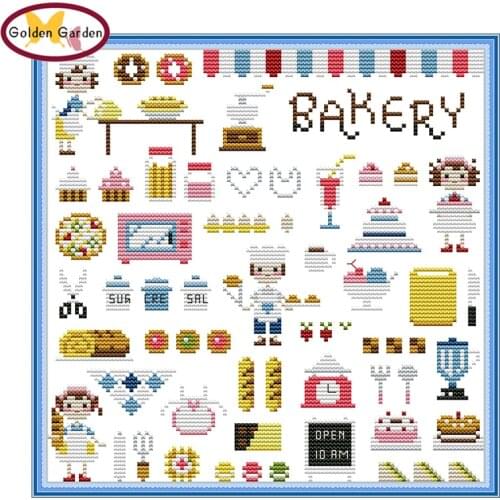 GG Bakery Paintings Cross Stitch Embroidery Needlework Set Joy Sunday 14CT11CT DIY Chinese Counted Cross Stitch for Home Decor