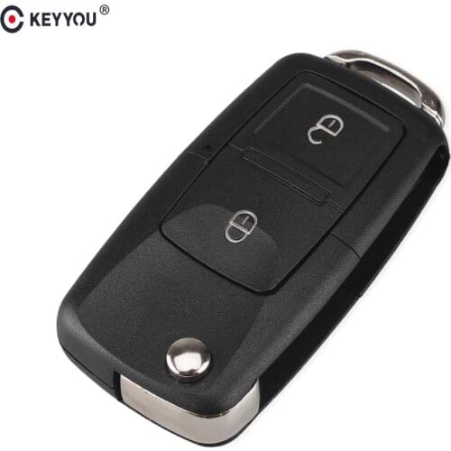 KEYYOU 30pcs Folding Car Remote Flip Folding Key Shell Fob Case For VW Jetta Golf Passat Beetle Polo Bora 3 Buttons No Blade Key