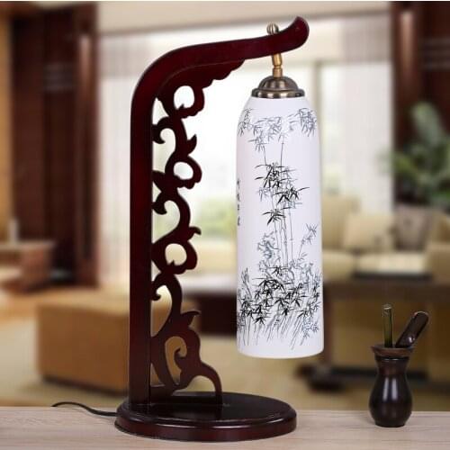 Chinese Retro Ceramic Jingdezhen Modern Simplicity Garden Table Lamp Study Creative Fashion Bedroom Bedside porcelain table Lamp
