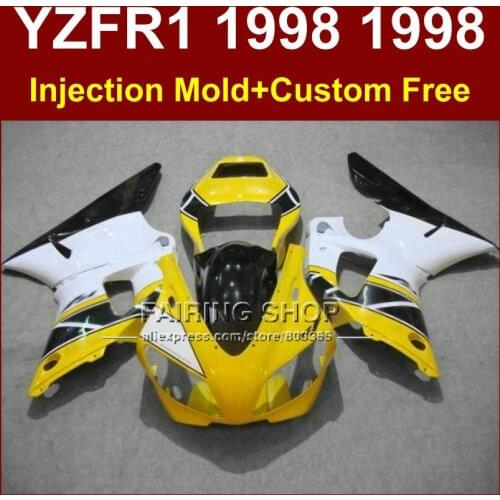 Injection Yellow white fairings kit for YAMAHA YZF R1 YZF1000 98 99 motorcycle fairing parts R1 1998 1999 YZF R1 +7Gifts