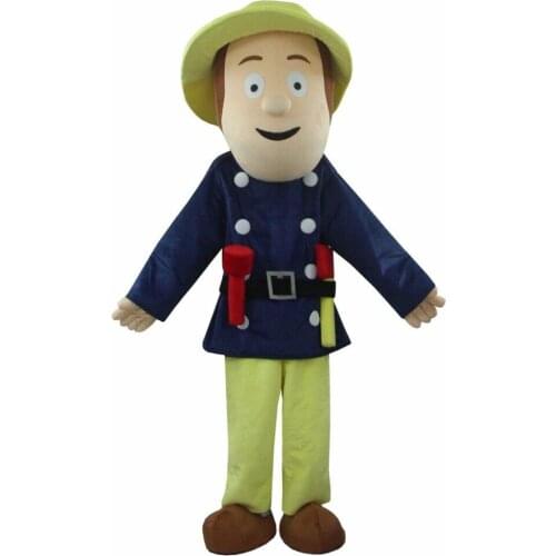 Halloween Fireman Mascot Costume Firefighter Cosplay Costume Dress Suit Adults Party Mascot