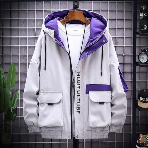 Spring Hooded Jacket Men Windbreaker Casual Streetwear Large Size M-4XL Korean Fashion Military Jacket Outwear Sports Coat Male