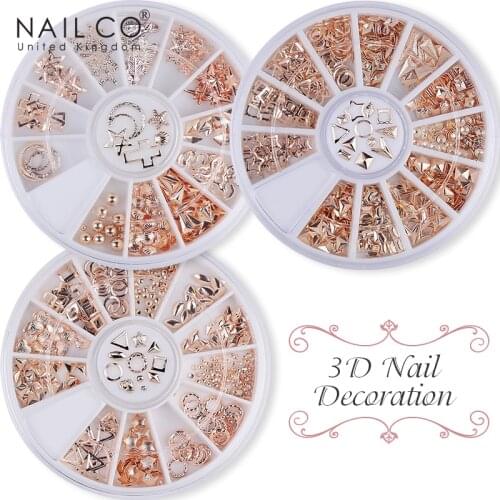 NAILCO 3D Metal Nail Art Accessories Rhinestones Decoration For Nails Parts Nail Sticker For Manicure Glitter Sequins Design