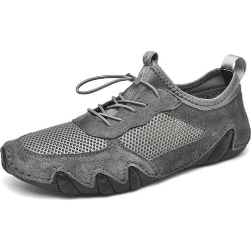 2021 Summer New Mens Mesh Casual Shoes Fashion Breathable Lightweight Driving Shoes Outdoor Non-Slip Soft Flat Shoes Big Size