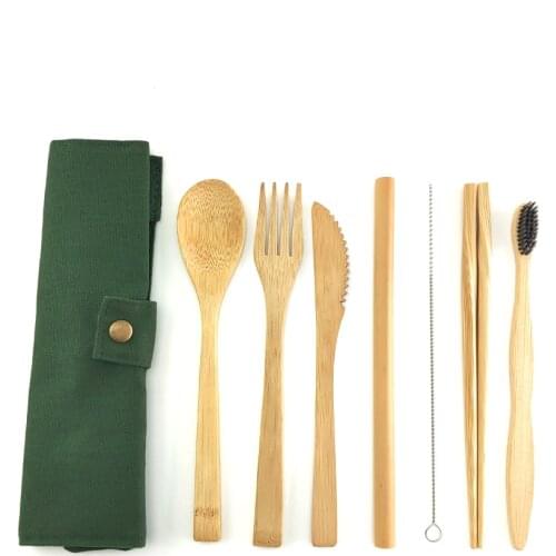 Bamboo Utensils travel Cutlery Set Eco-Friendly Wooden Outdoor Portable Utensils Zero waste bamboo cutlery set