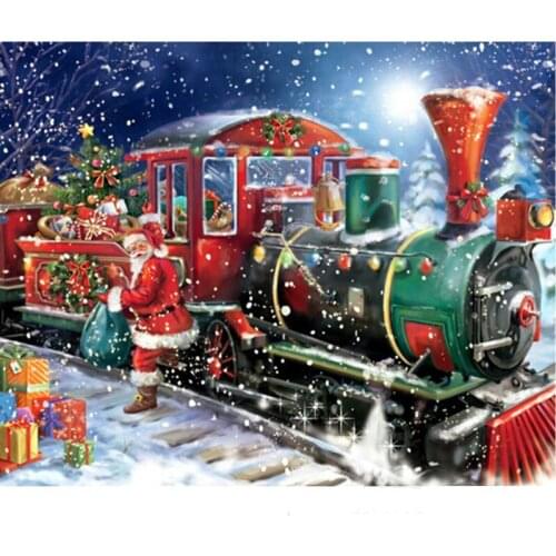 5D Diy Diamond Painting Christmas Santa Claus Train Full Square Rhinestone Needlework Cross Stitch Diamond Embroidery Mosaic Kit