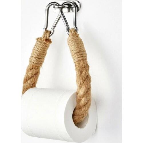 Hemp Rope Toilet Paper Holder Bathroom Wall Mounted Paper Towel Shelf Kitchen Toilet Roll Holder Household Hanging Storage Rack