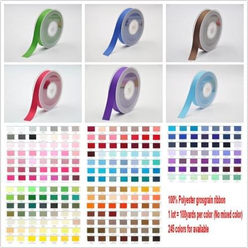 Solid Colors Grosgrain Ribbon,245colors for options. Top Quality For DIY Craft,Hair,Sewing,Packaging,Wedding Party