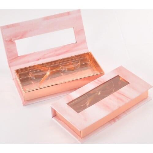 Wholesale Eyelash Package Box Lash Boxes Packaging Custom Rectangle Marble Pink Paper Box Magnetic Eyelash Storage Case Vendors