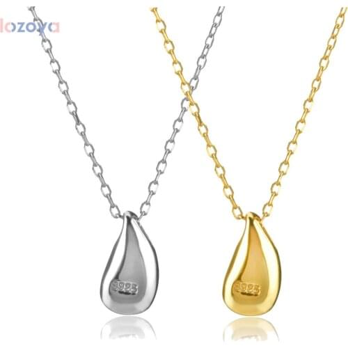 LOZOYA 100% 925 Sterling Silver Gold Water Jewelry 2021 Fine Drop Pendant Charm Necklace Long Chain Luxury Ovals Jewels
