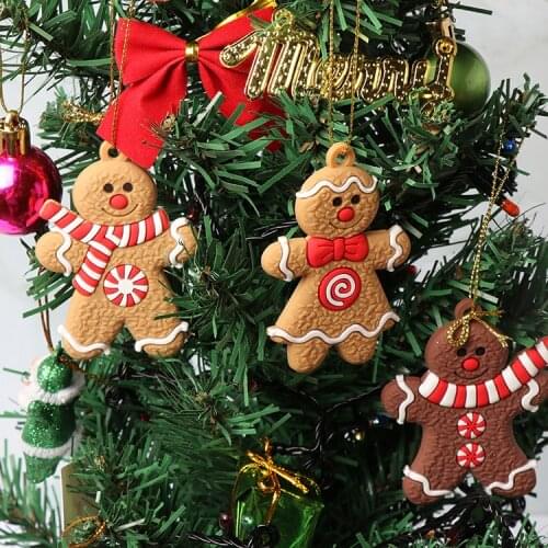 6/12pcs Gingerbread Man Christmas Tree Ornaments Xmas Soft PVC Men Living Room Decorating Tools Festival Home Decoration